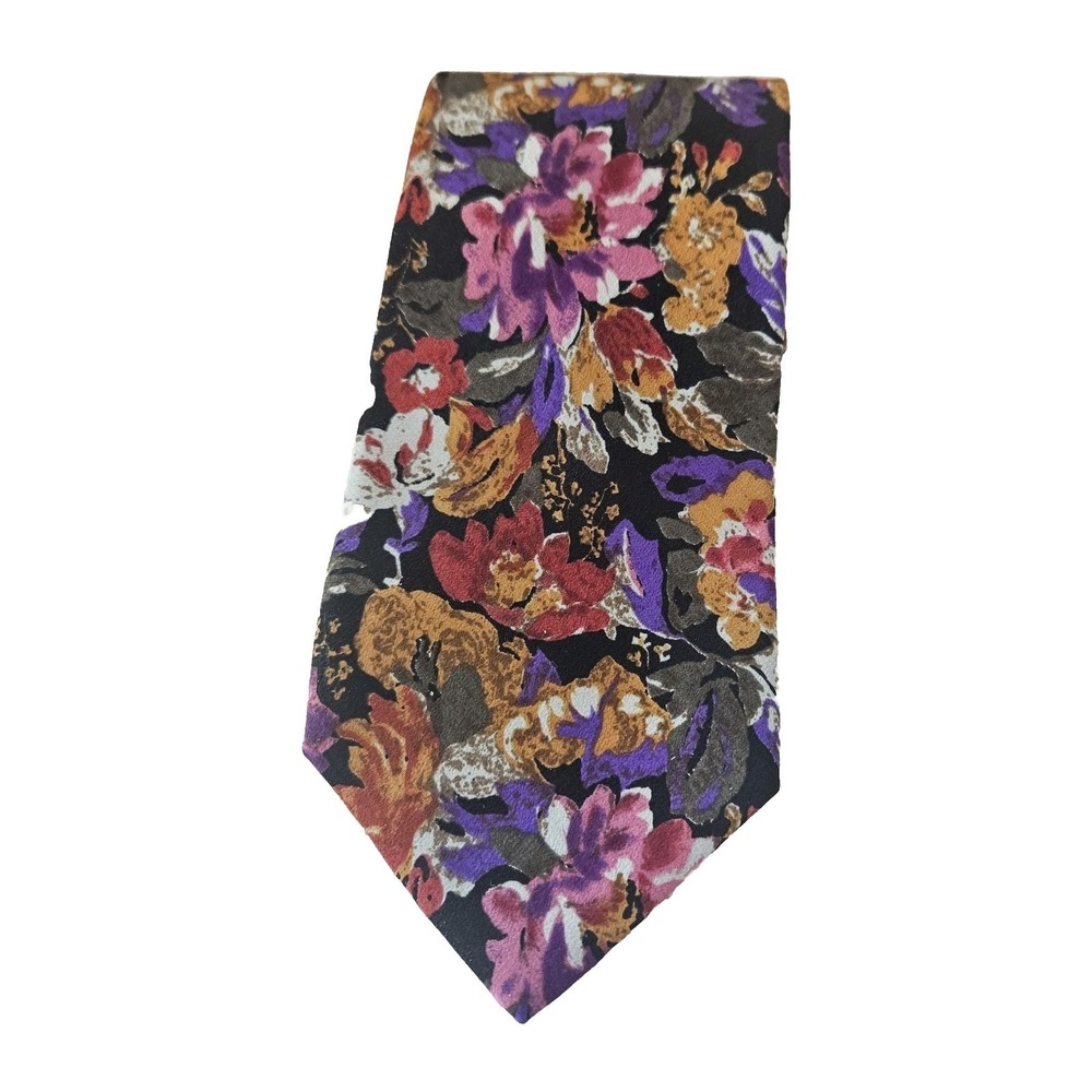 ENRICO COVERI Silk tie Made in Dominican Republic. Colorful, Floral, Handmade